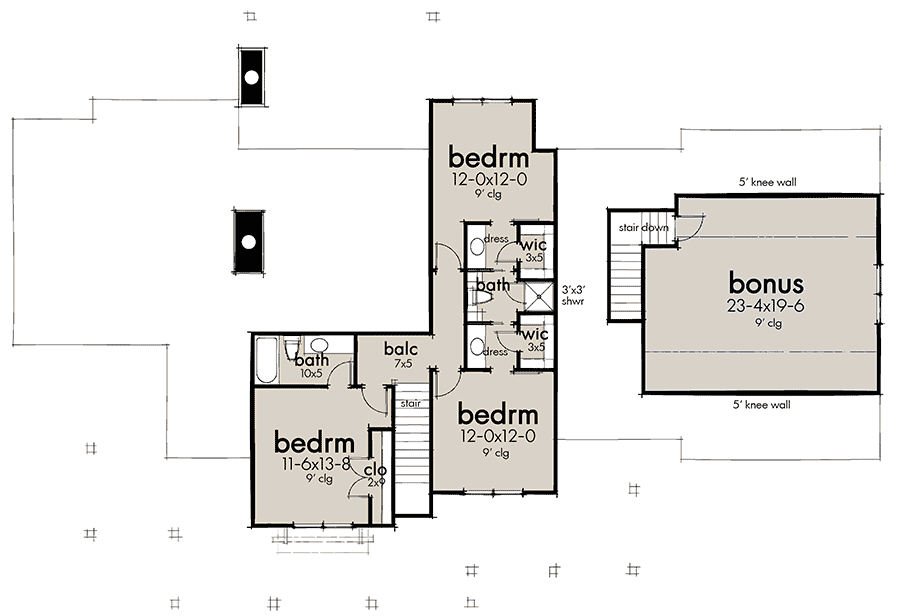 Plan 16914WG: Modern Farmhouse Plan with Private Bonus Room Over 3-Car Garage - Floor Plan - 2nd Floor - Country, Farmhouse, Modern Farmhouse, New American