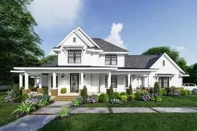 Modern Farmhouse Plan with Private Bonus Room Over 3-Car Garage
