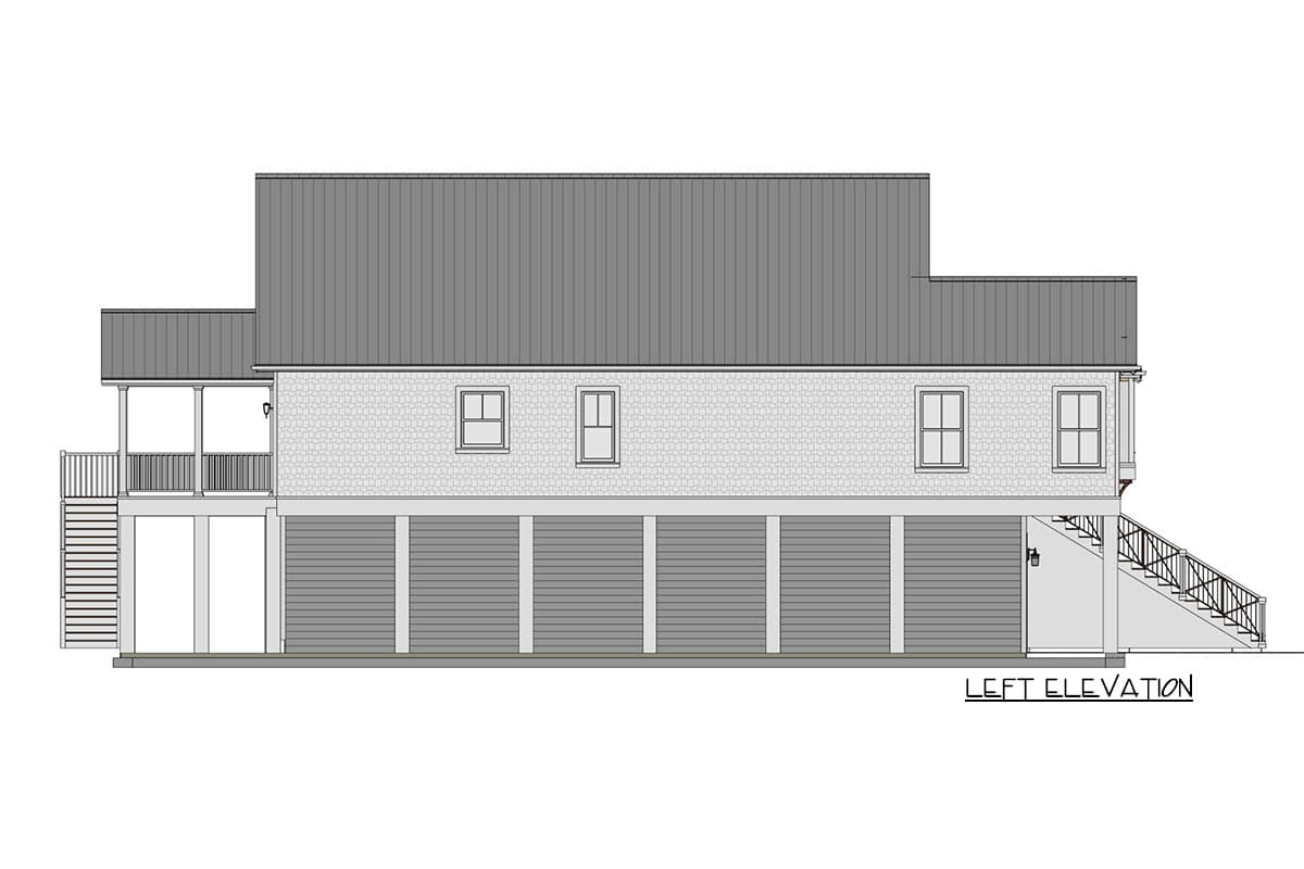 Plan 765017TWN: Rectangular Beach Home Plan with Vaulted Dining and Living Room - 1600 Sq Ft - Image #18 - Beach, Coastal, Cottage, Florida-Style, Low Country, Southern, Vacation