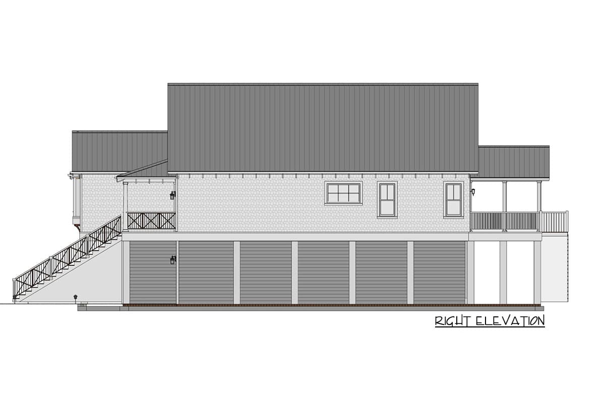 Plan 765017TWN: Rectangular Beach Home Plan with Vaulted Dining and Living Room - 1600 Sq Ft - Image #19 - Beach, Coastal, Cottage, Florida-Style, Low Country, Southern, Vacation