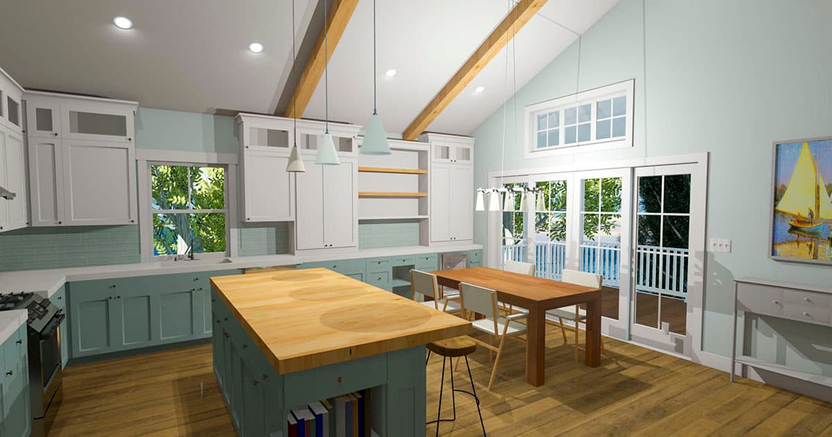 Plan 765017TWN: Rectangular Beach Home Plan with Vaulted Dining and Living Room - 1600 Sq Ft - Image #10 - Beach, Coastal, Cottage, Florida-Style, Low Country, Southern, Vacation