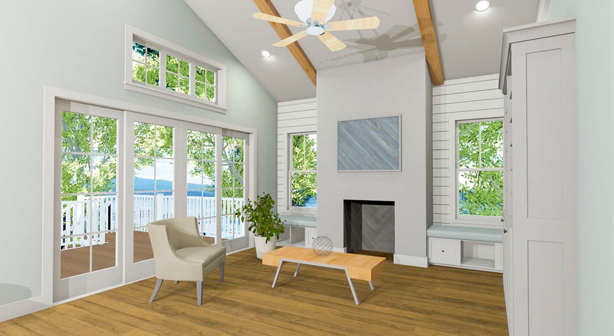 Plan 765017TWN: Rectangular Beach Home Plan with Vaulted Dining and Living Room - 1600 Sq Ft - Image #15 - Beach, Coastal, Cottage, Florida-Style, Low Country, Southern, Vacation