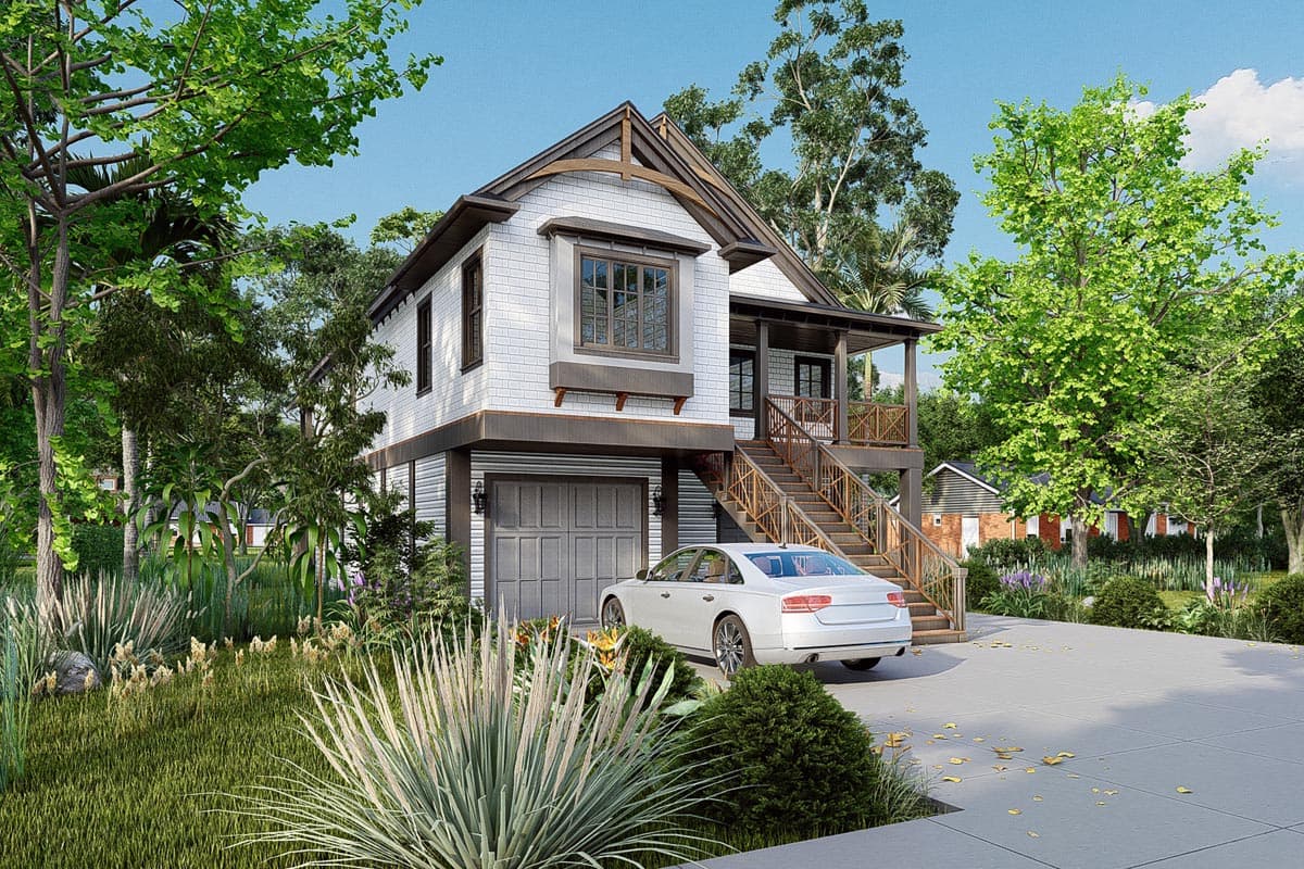 Plan 765017TWN: Rectangular Beach Home Plan with Vaulted Dining and Living Room - 1600 Sq Ft - Image #5 - Beach, Coastal, Cottage, Florida-Style, Low Country, Southern, Vacation