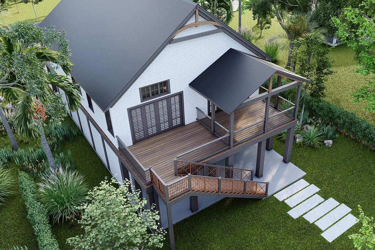 Plan 765017TWN: Rectangular Beach Home Plan with Vaulted Dining and Living Room - 1600 Sq Ft - Image #8 - Beach, Coastal, Cottage, Florida-Style, Low Country, Southern, Vacation