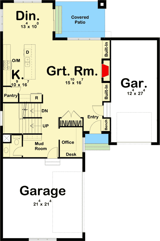 Plan 62798DJ: Modern Farmhouse Plan with Two Separate Garages - Floor Plan - Main Level - Country, Craftsman, Modern Farmhouse, New American