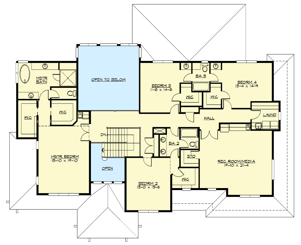 Plan 23845JD: Deluxe Contemporary House Plan with Two-Story Great Room - Floor Plan - 2nd Floor - Contemporary, Mid Century Modern, Modern, Northwest, Prairie