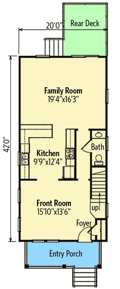 Plan 31563GF: Storybook Southern Home Plan with Rear Deck - Floor Plan - Main Level - Cottage, Farmhouse, Southern, Traditional