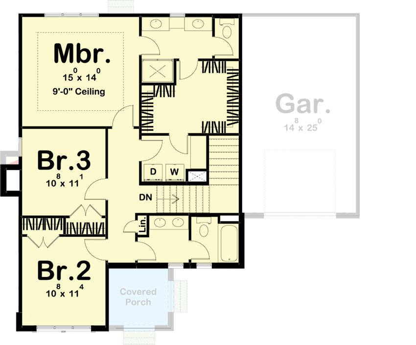 Plan 62799DJ: Cozy and Inviting 3-Bed Cottage-like House Plan - Floor Plan - 2nd Floor - Cottage, European, Traditional