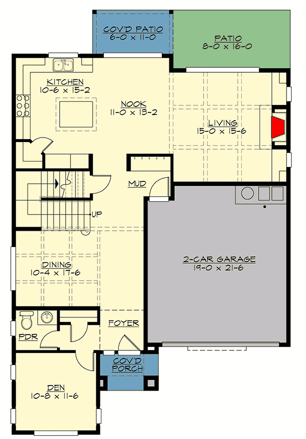 Plan 23846JD: Spacious Home Plan with Third-level Recreation Room - Floor Plan - Main Level - Craftsman, New American, Northwest, Shingle
