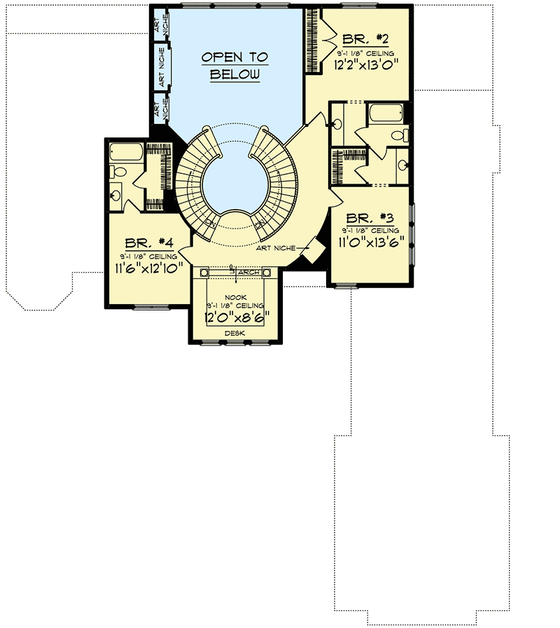 Plan 890116AH: Tuscan-inspired House Plan with Finished Walkout Basement - Floor Plan - 2nd Floor - European, Tuscan