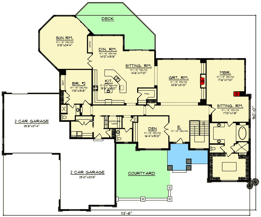 Plan 890125AH: 4-Bed Craftsman House Plan with Finished Walkout Basement - Floor Plan - Main Level - Craftsman, Ranch