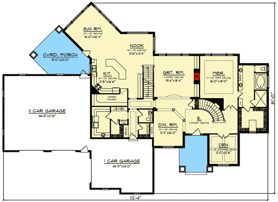 Plan 890126AH: Stone and Brick 6-Bed Luxury House Plan with Finished Walkout Basement - Floor Plan - Main Level - Traditional