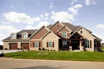 Stone and Brick 6-Bed Luxury House Plan with Finished Walkout Basement