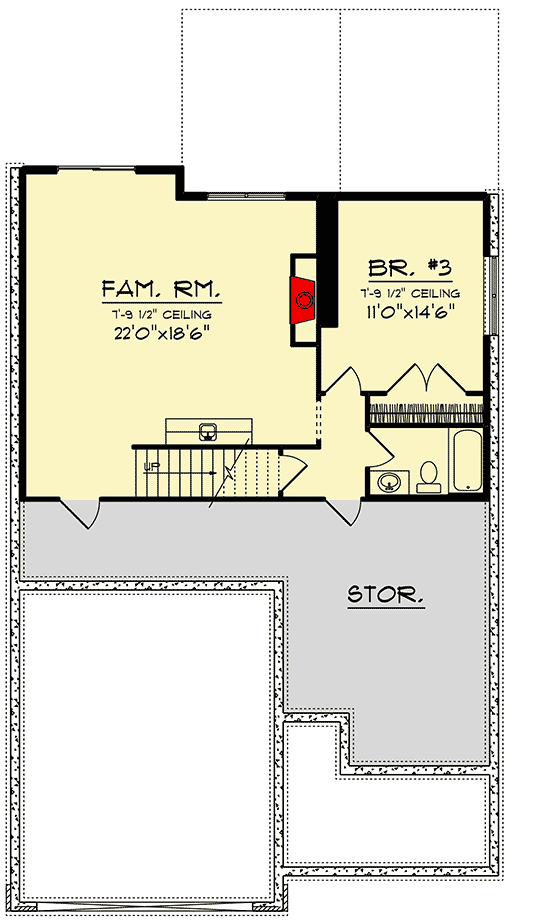 Plan 890129AH: Craftsman House Plan with 3 Beds Designed for a Rear Sloping Lot - Floor Plan - Basement - Bungalow, Cottage, Craftsman, Northwest