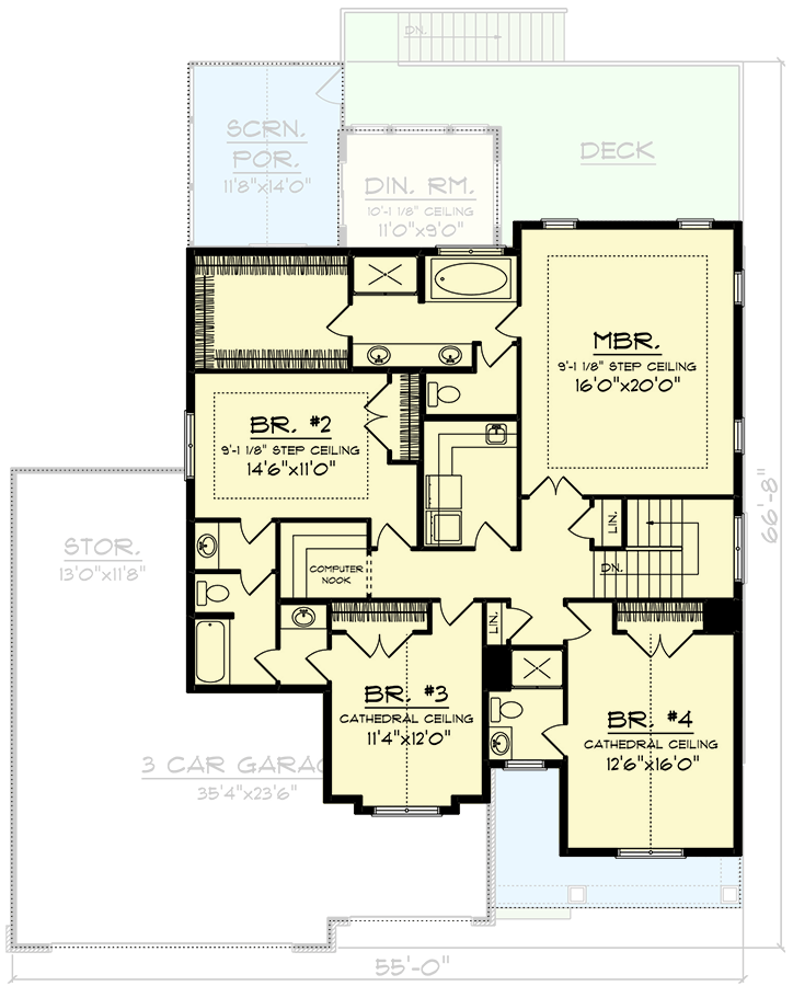 Plan 890134AH: New American House Plan with Second Floor Master Suite - Floor Plan - Second Level - Craftsman, New American