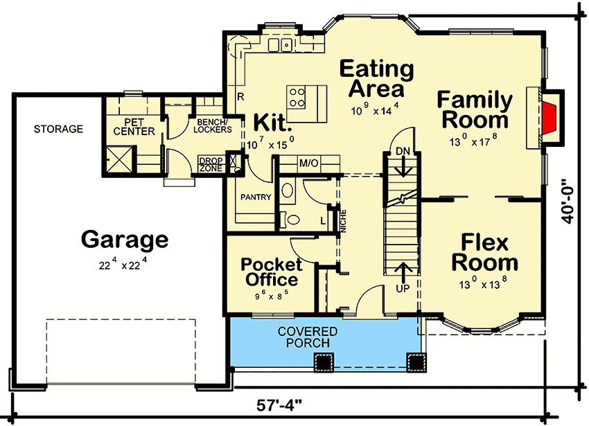 Plan 42613DB: Appealing Two-story Traditional House Plan with Pet Center near Mudroom - Floor Plan - Main Level - Country, Traditional