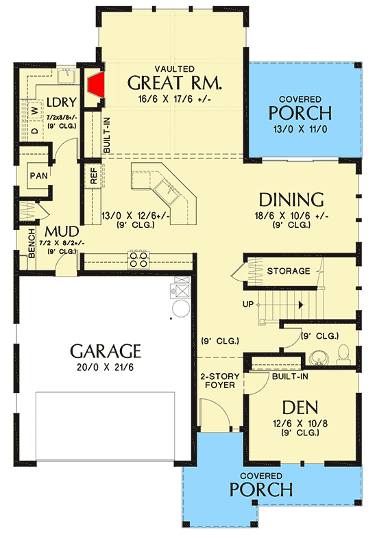 Plan 69745AM: 3-Bed Modern Farmhouse Plan with Vaulted Great Room - 2448 Sq Ft - Floor Plan - Main Level - Country, Craftsman, Farmhouse, Modern Farmhouse, New American, Northwest