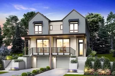 Modern Duplex Plan with Two Second-level Master Suites