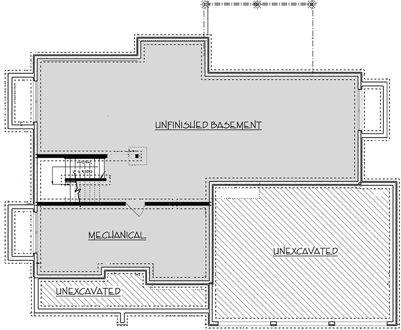 Plan 73467HS: Exclusive New American House Plan with Broad Shed Dormer - Floor Plan - Unfinished Basement - Country, New American, Transitional