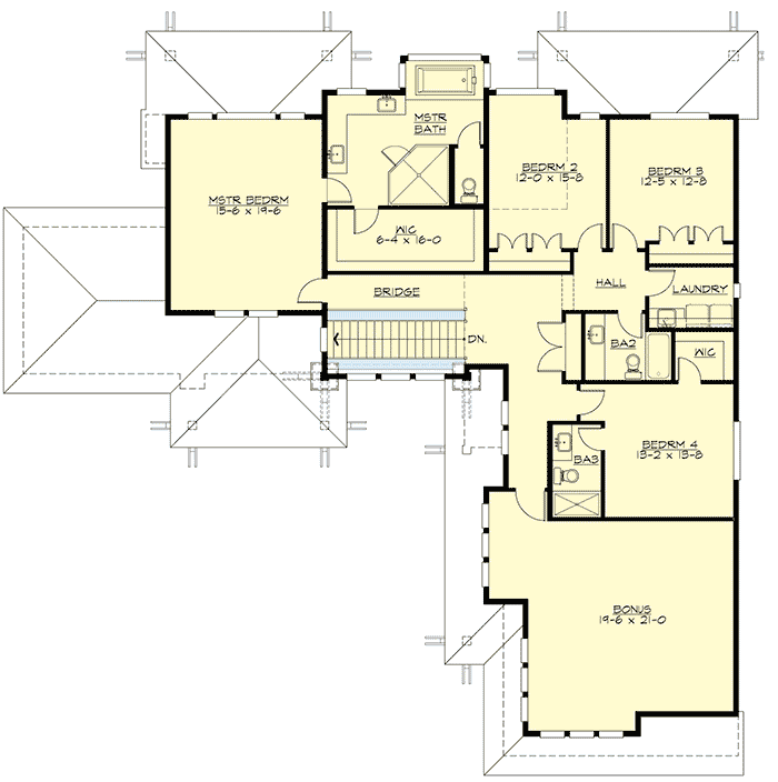 Plan 23847JD: Two-Story Hip-Roofed Contemporary Home Plan with Den - Floor Plan - 2nd Floor - Contemporary, Northwest, Prairie