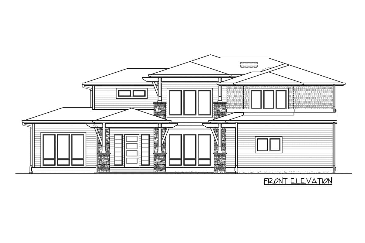 Plan 23847JD: Two-Story Hip-Roofed Contemporary Home Plan with Den - Image #24 - Contemporary, Northwest, Prairie