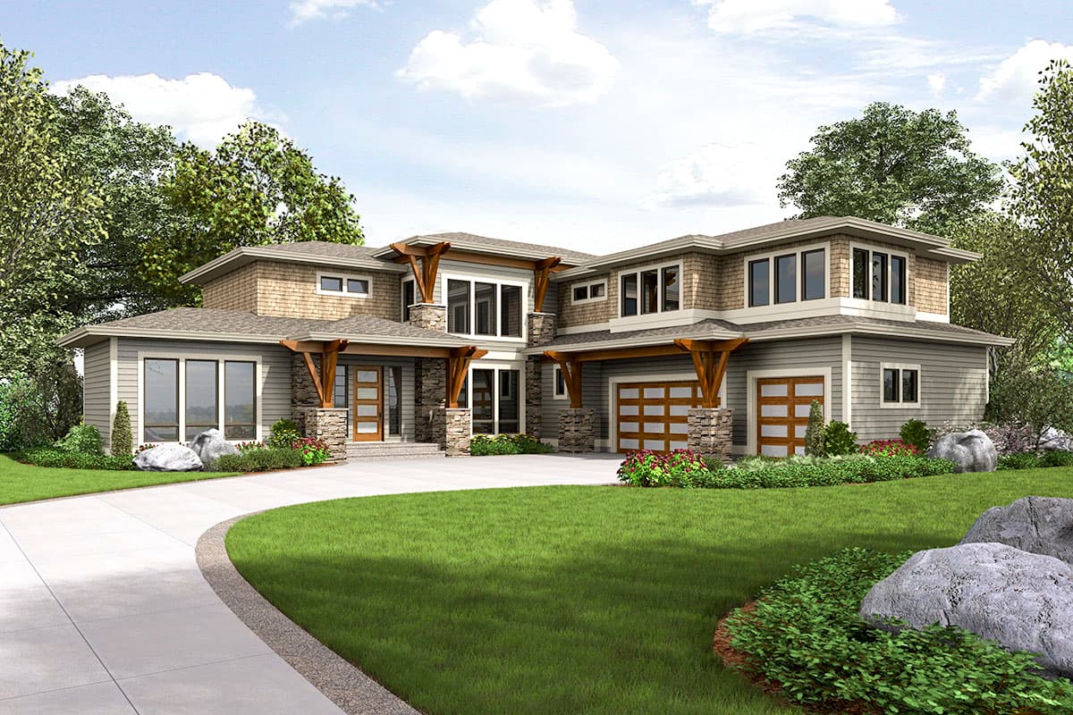 Plan 23847JD: Two-Story Hip-Roofed Contemporary Home Plan with Den - Image #22 - Contemporary, Northwest, Prairie