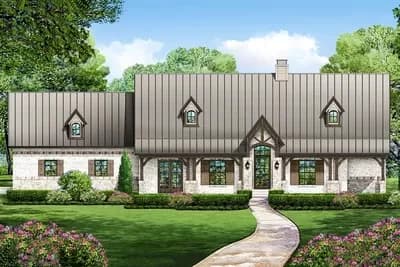 3-Bed Hill Country House Plan with Bonus Room above Garage