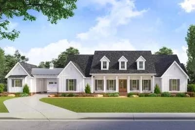 Country Classic House Plan with Porte Cochere Accessible Motor Court - 3272 Sq Ft