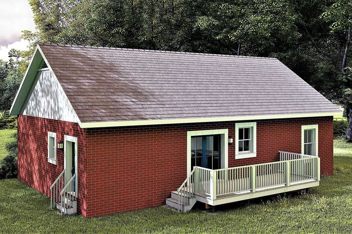 Plan 25015DH: Cute Split Bedroom Brick House Plan with Board and Batten Accented Porch - Image #4 - Southern, Traditional