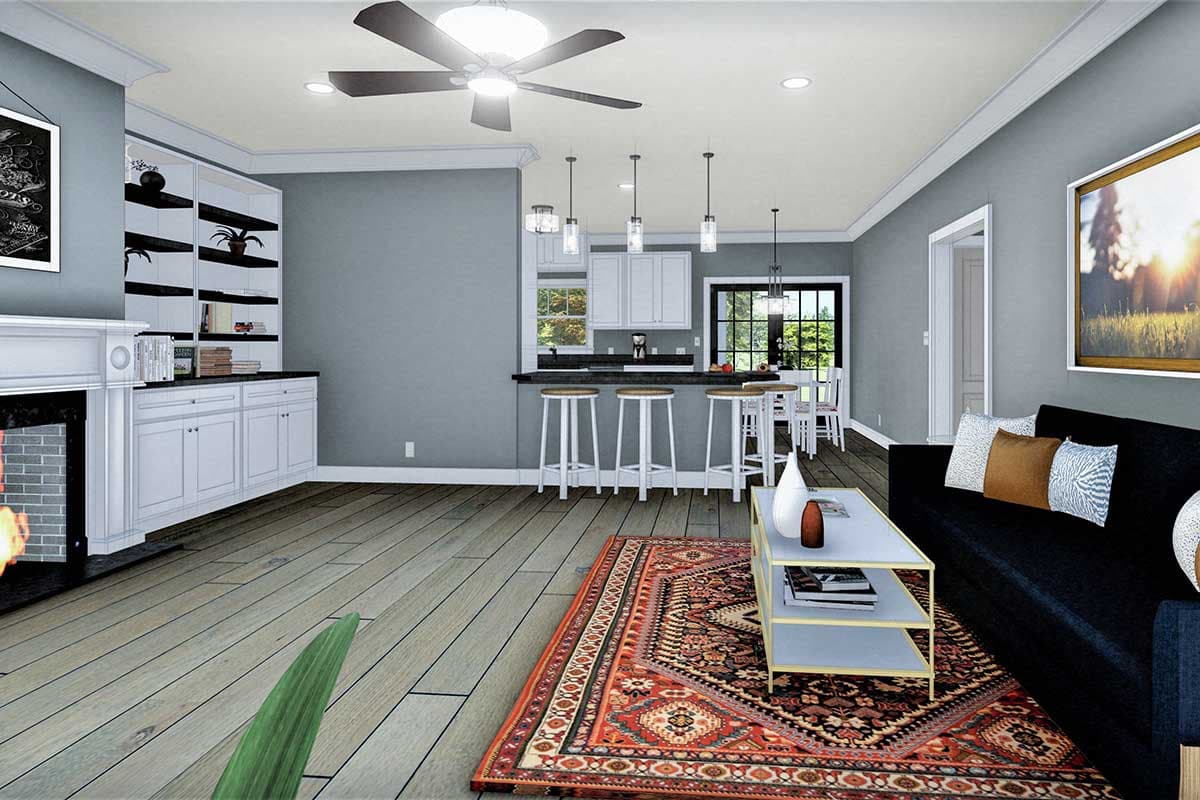 Plan 25016DH: 3-Bed One-Story House Plan with Decorative Gable - 1611 Sq Ft - Image #11 - Cottage, Country, Farmhouse, Ranch