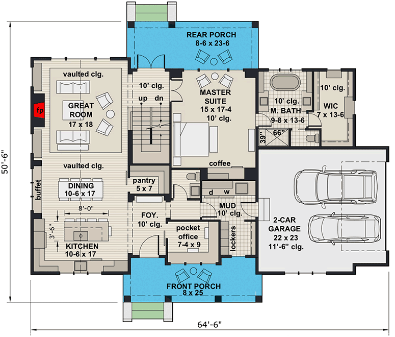 Plan 14682RK: Modern Farmhouse Plan with Vaulted Great Room and Kitchen - Floor Plan - Main Level - Country, Farmhouse, Modern Farmhouse, New American