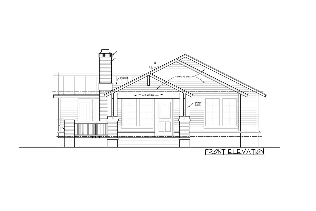 Plan 46075HC: Simply Sweet 2-Bed Cottage Plan with Front Porch
