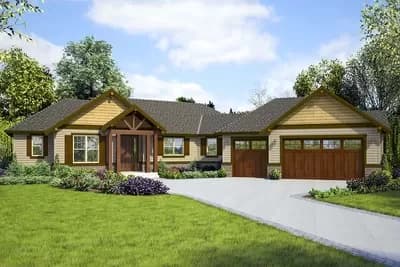 One-Story Craftsman House Plan with 3-Car Garage - 1953 Sq Ft