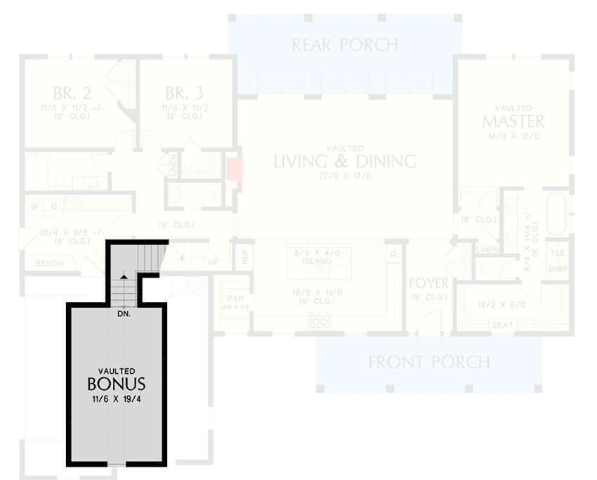 Plan 69747AM: One-Story Split-Bed Modern Farmhouse with Optional Bonus Room - 2104 Sq Ft - Floor Plan - Bonus Over Garage - Country, Farmhouse, Modern Farmhouse, Traditional