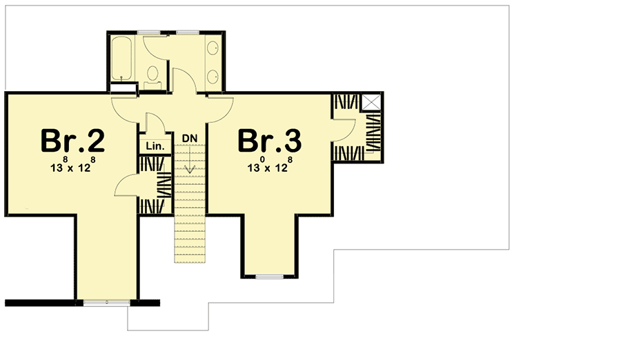Plan 62803DJ: Three Bed Cozy House Plan with One-Car Garage - 1921 Sq Ft - Floor Plan - 2nd Floor - Traditional