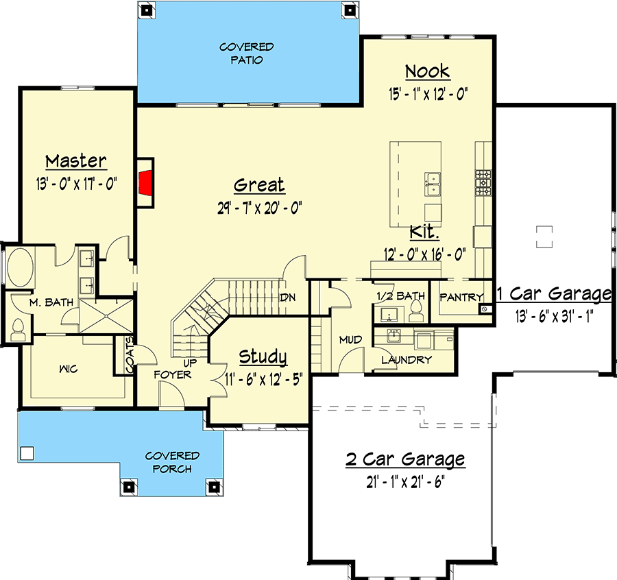 Plan 910001WHD: Exclusive New American House Plan with Optional Finished Lower Level - Floor Plan - Main Level - Craftsman, Farmhouse, Modern Farmhouse, New American