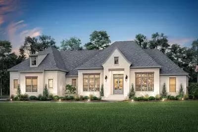 4-Bed Open Concept French Country House Plan with Bonus Room Expansion - 3032 Sq Ft