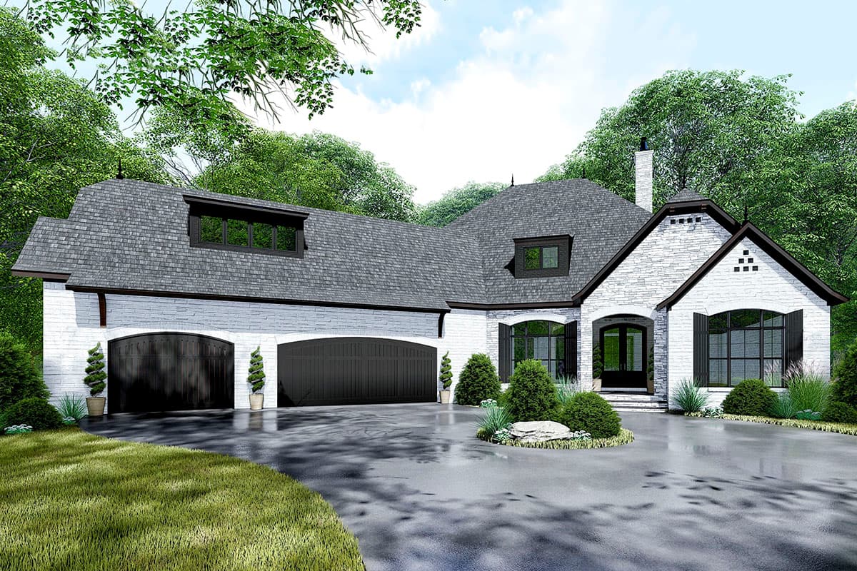 Plan 70636MK: 4-Bed French Country Home Plan with Safe Room - Image #5 - European, French Country, Traditional