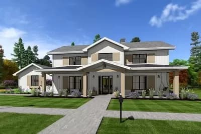 Two-story Craftsman House Plan with Main-floor Master