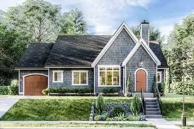 3-Bed Modern Cottage-style House Plan with Split Bedroom Layout