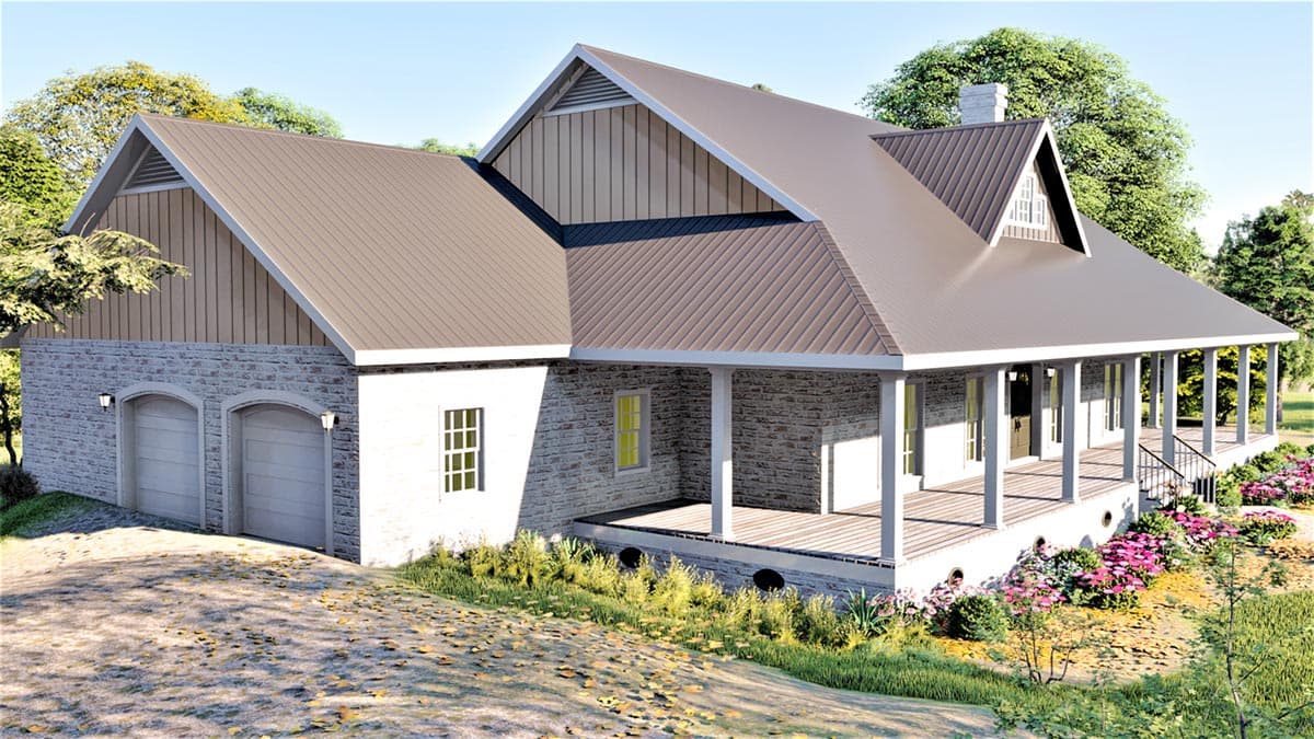 Plan 25018DH: One-Level Country Home Plan with Idyllic Wrap-Around Porch - Image #5 - Country, Farmhouse, Southern, Southern Traditional, Traditional