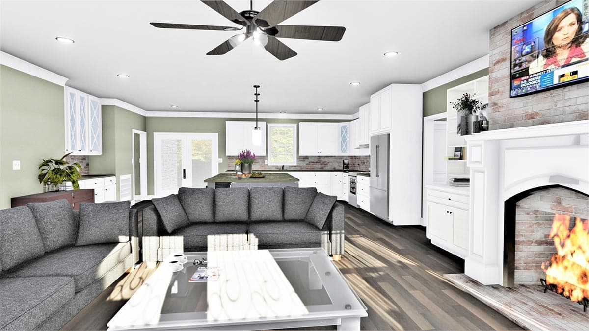 Plan 25018DH: One-Level Country Home Plan with Idyllic Wrap-Around Porch - Image #7 - Country, Farmhouse, Southern, Southern Traditional, Traditional