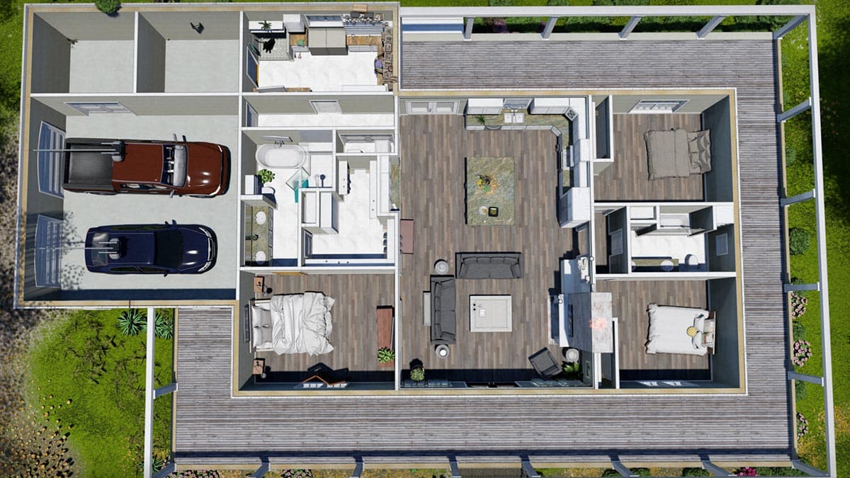 Plan 25018DH: One-Level Country Home Plan with Idyllic Wrap-Around Porch - Image #20 - Country, Farmhouse, Southern, Southern Traditional, Traditional