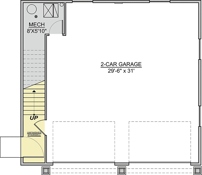 Plan 370011SEN: 2-Bed Carriage House Plan with 2-Car Garage - Floor Plan - Main Level - Carriage, Craftsman, New American