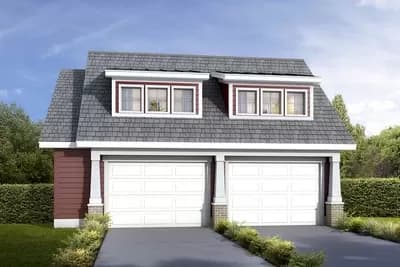 2-Bed Carriage House Plan with 2-Car Garage