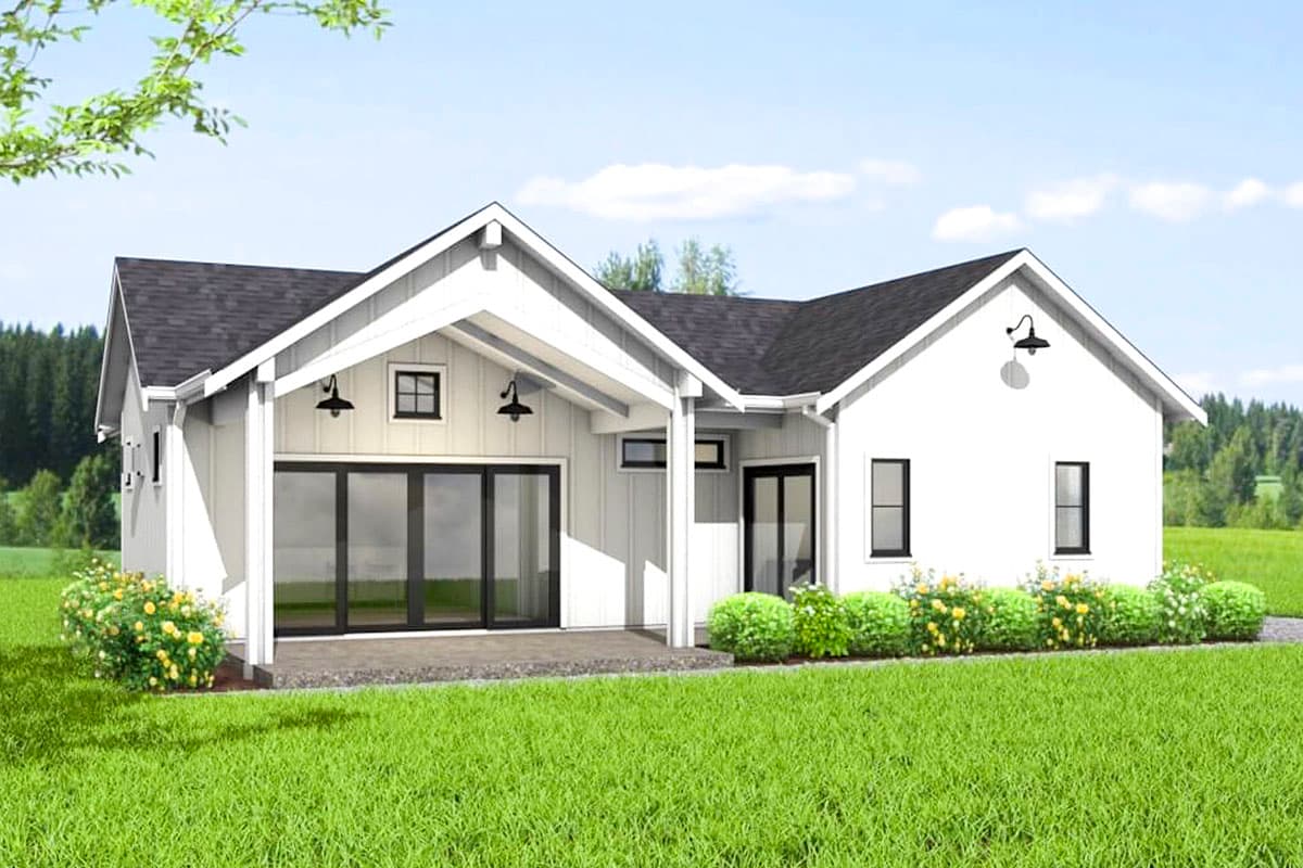 Plan 67756NWL: Contemporary Ranch with Vaulted Living Space and Home Office - 1043 Sq Ft - Image #4 - Contemporary, New American, Ranch