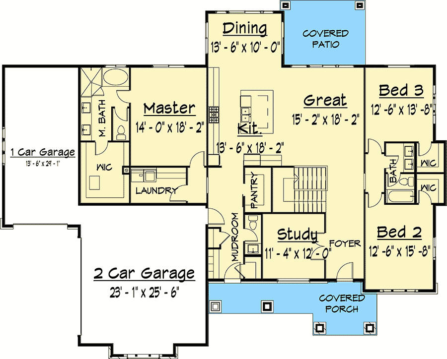 Plan 910011WHD: Exclusive Modern Prairie House Plan with Optional Finished Lower Level - Floor Plan - Main Level - Contemporary, Northwest, Prairie, Ranch