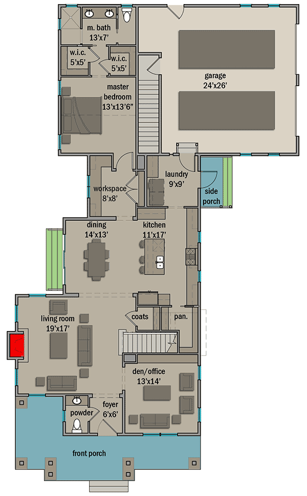 Plan 25412TF: Country Cottage with Game Room and Bonus Detached Garage - Floor Plan - Main Level - Cottage, Country