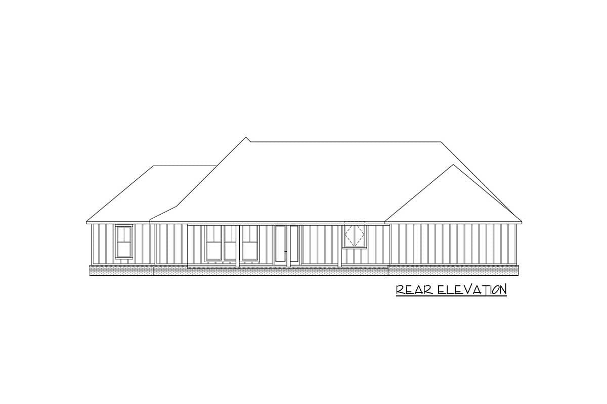 Plan 56456SM: Split Bedroom Modern Farmhouse Plan with with Large Walk-in Pantry - 1967 Sq Ft - Image #5 - Country, Farmhouse, Modern Farmhouse, New American, Southern