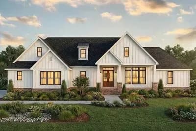 Split Bedroom Modern Farmhouse Plan with with Large Walk-in Pantry - 1967 Sq Ft